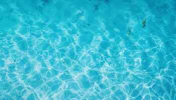 water swimming pool texture top view, Blue ripped water in swimming pool, abstract summer banner background water waves in sunlight with copy space photo