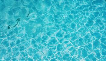 water swimming pool texture top view, Blue ripped water in swimming pool, abstract summer banner background water waves in sunlight with copy space photo