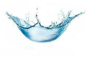 blue water splash isolated on white background, blue water splash wave, water drops and crown from splash of water photo