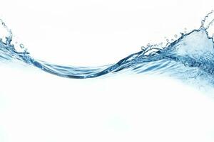 blue water splash isolated on white background, blue water splash wave, water drops and crown from splash of water photo