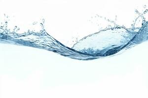 blue water splash isolated on white background, blue water splash wave, water drops and crown from splash of water photo