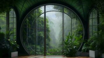 ai génératif, une pièce avec une grand fenêtre et les plantes dans le milieu video