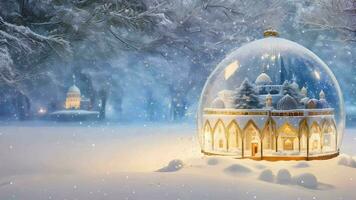 Ai generative, a snow globe with a house inside it video