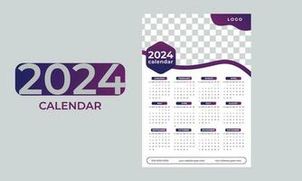 uno página nuevo año 2024 pared calendario modelo vector gratis vector