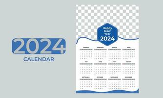 calendario año 2024, domingo empieza en domingo. sencillo calendario disposición. escritorio planificador modelo con 12 meses. anual diario. vector ilustración gratis vector