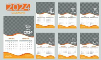 Creative minimalist 2024 new year vertical wall calendar template design  Free Vector