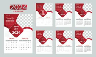 creativo minimalista 2024 nuevo año vertical pared calendario modelo diseño gratis vector