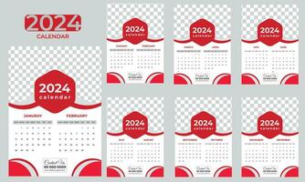 Creative minimalist 2024 new year vertical wall calendar template design vector