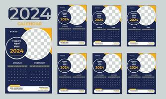 Creative minimalist 2024 new year vertical wall calendar template design  Free Vector