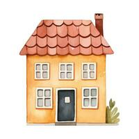 Scandinavian vector house. Cute watercolor home. European building. Childish vector illustration