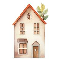 Scandinavian vector house. Cute watercolor home. European building. Childish vector illustration