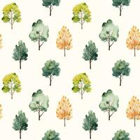 Cute watercolor trees seamless pattern. Trees floral background. Trendy scandi vector background