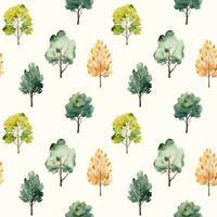 Cute watercolor trees seamless pattern. Trees floral background. Trendy scandi vector background