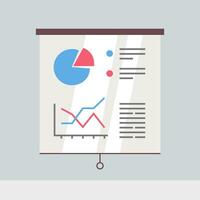 Vector illustration of roll up with information, graphs and charts.