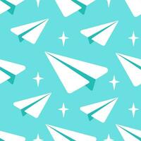 Vector pattern with paper airplanes in a cute cartoon style.