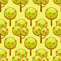 Vector pattern with trees in a cute cartoon style.