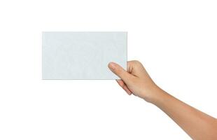 Hand of Female Holding a Blank paper photo
