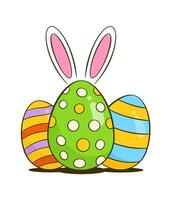 Colorful Easter eggs with bunny ears vector