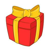 caja de regalo roja con cinta amarilla vector
