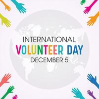 internacional voluntario día es observado cada año en el 5to diciembre . vector modelo para bandera, saludo tarjeta, póster con antecedentes. vector ilustración.