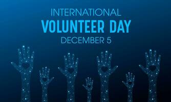 International volunteer day is observed every year on the 5th december . Vector template for banner, greeting card, poster with background. Vector illustration.