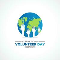 International volunteer day is observed every year on the 5th december . Vector template for banner, greeting card, poster with background. Vector illustration.