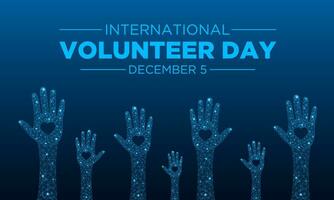 International volunteer day is observed every year on the 5th december . Vector template for banner, greeting card, poster with background. Vector illustration.