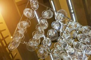 low angle view of empty wine glasses photo