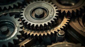 Industrial Gear Mechanism in Close-up - Machinery and Engineering Detail, AI Generative photo