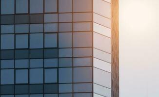 Close up of blue modern building. photo