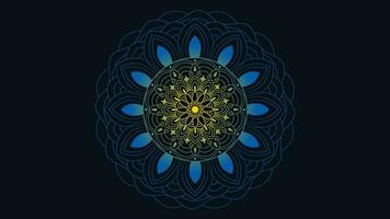 Abstract round minimalist Mandala in dark background for your festival project. vector