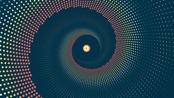 Abstract spiral dotted gradient ring in dark background. vector