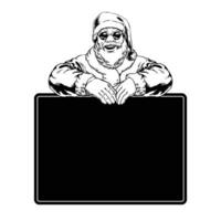 Vintage Santa Claus Hand Drawn Wearing Sunglasses with Blank Space for Text vector