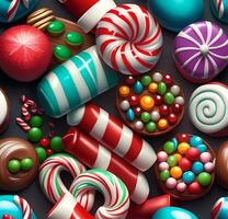 AI generated Different Types Of Christmas Candy photo