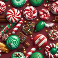 AI generated Different Types Of Christmas Candy photo