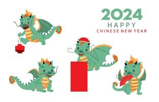 cute 2024 dragon character for Chinese new year.vector illustration for graphic design vector