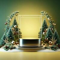 AI generated ai generative, podium display for Merry Christmas or happy New Year background photo