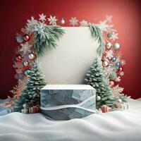 AI generated ai generative, podium display for Merry Christmas or happy New Year background photo