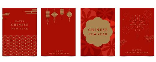 Chinese New Year background with lantern.Editable vector illustration for postcard,a4 size