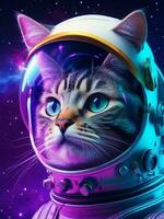 ai generado un gato vistiendo un astronauta casco foto