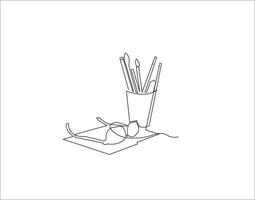 One continuous line drawing of pencil case vector