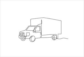 Vector single continuous line of food truck