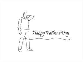 Happy Fathers day line drawing poster vector