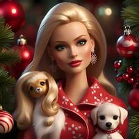 AI generated Barbie Celebrating Christmas photo