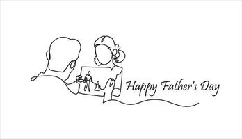 Happy Fathers day line drawing poster vector