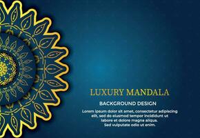 gold, invitation, card, design Luxury mandala on blue background. Vector illustration for your design. Luxury background with ornamental mandala. Vector illustration.