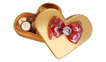 3d representación ilustración, amor regalo caja con chocolates en transparente antecedentes png