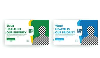 Medical and dental care video thumbnail banner design template vector