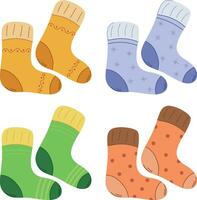 Vector set of socks of different colors and patterns