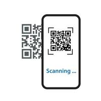 QR scanner. The mobile phone scans the QR code. Vector illustration